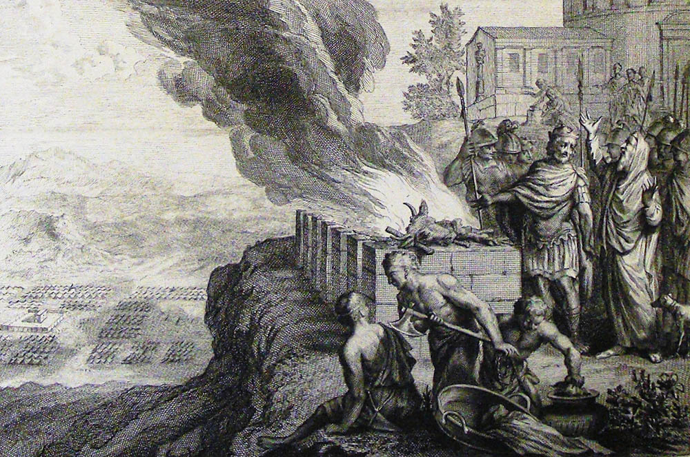 Balak's sacrifices (Numbers 23:24) are depicted in a print from the Phillip Medhurst Collection of Bible illustrations in the possession of Revd. Philip De Vere at St. George’s Court, Kidderminster, England. (Wikimedia Commons/Philip De Vere, CC BY-SA 3.0)