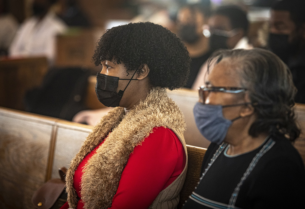 Parishioners attend Mass at St. Barbara Catholic Church Feb. 6, 2022, in Philadelphia. (CNS/Chaz Muth)