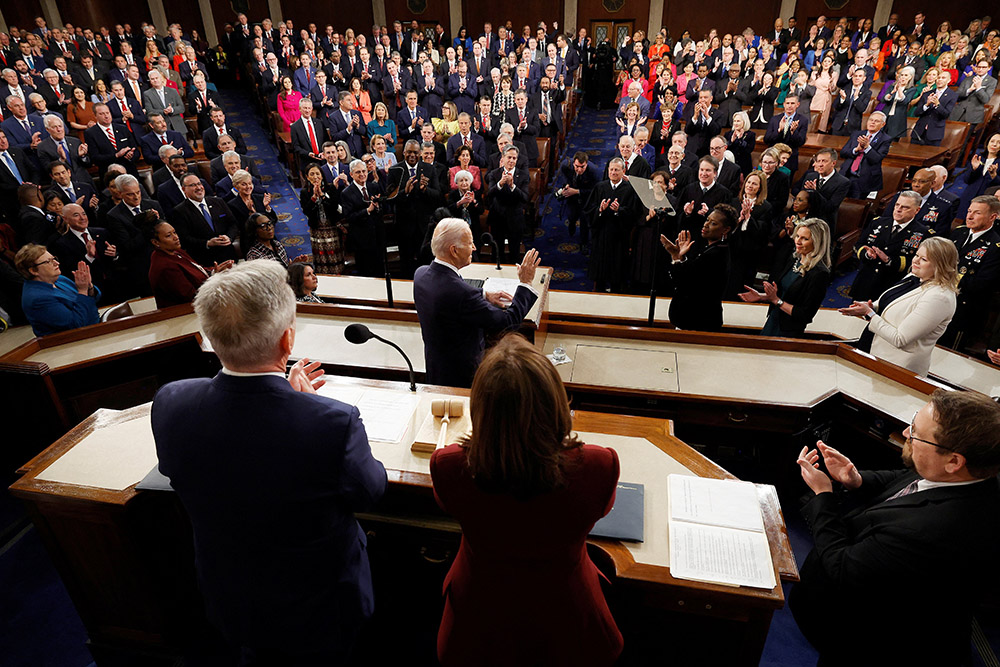 President Joe Biden delivers the State of the Union address at the U.S. Capitol in Washington Feb. 7. (OSV News/Kevin Dietsch, pool via Reuters)