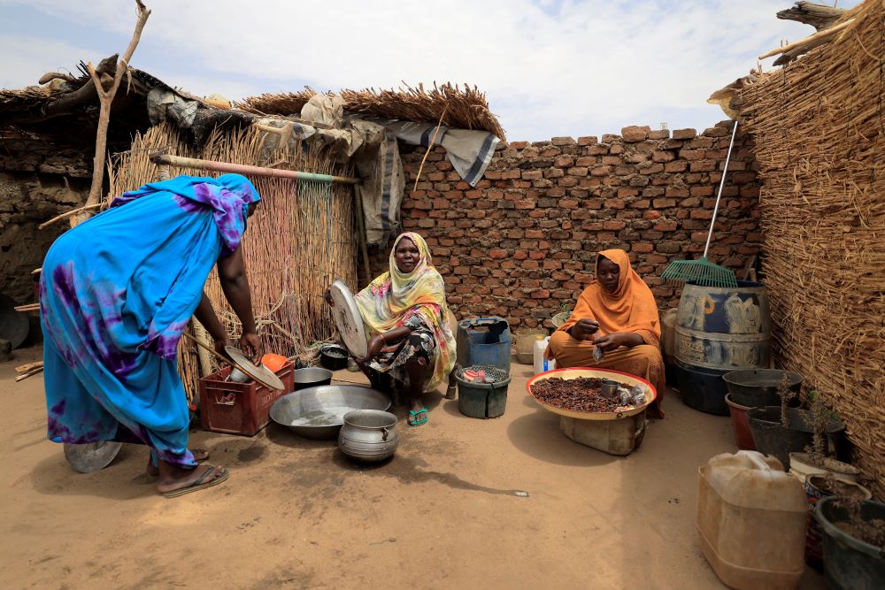 Sudanese refugees who have fled the violence in their country sit in their shelter May 11, 2023, in Koufroun, Chad, near that country's border with Sudan. 