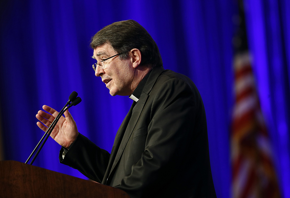 Archbishop Christophe Pierre, apostolic nuncio to the United States, delivers remarks at the United States Conference of Catholic Bishops’ annual fall meeting Nov. 13, 2017, in Baltimore. (AP photo/Patrick Semansky)