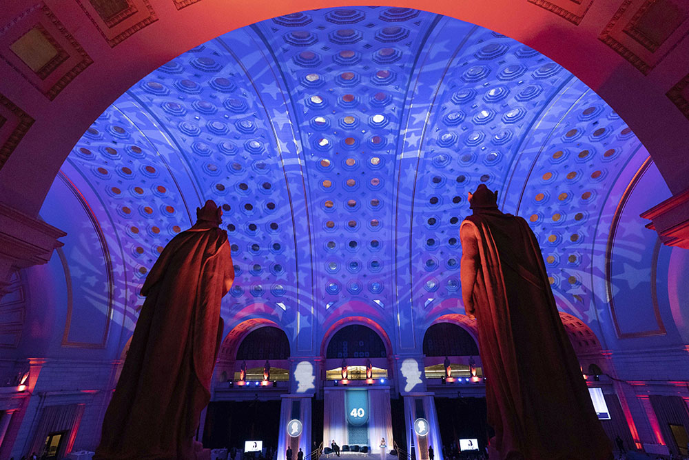 Supreme Court Associate Justice Amy Coney Barrett speaks during the Federalist Society's 40th Anniversary dinner at Union Station in Washington, D.C., Nov. 10, 2022. (AP/Jose Luis Magana)