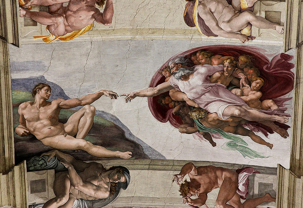 "The Creation of Adam" by Michelangelo Buonarroti, on the ceiling of the Sistine Chapel at the Vatican (Wikimedia Commons/Jörg Bittner Unna)