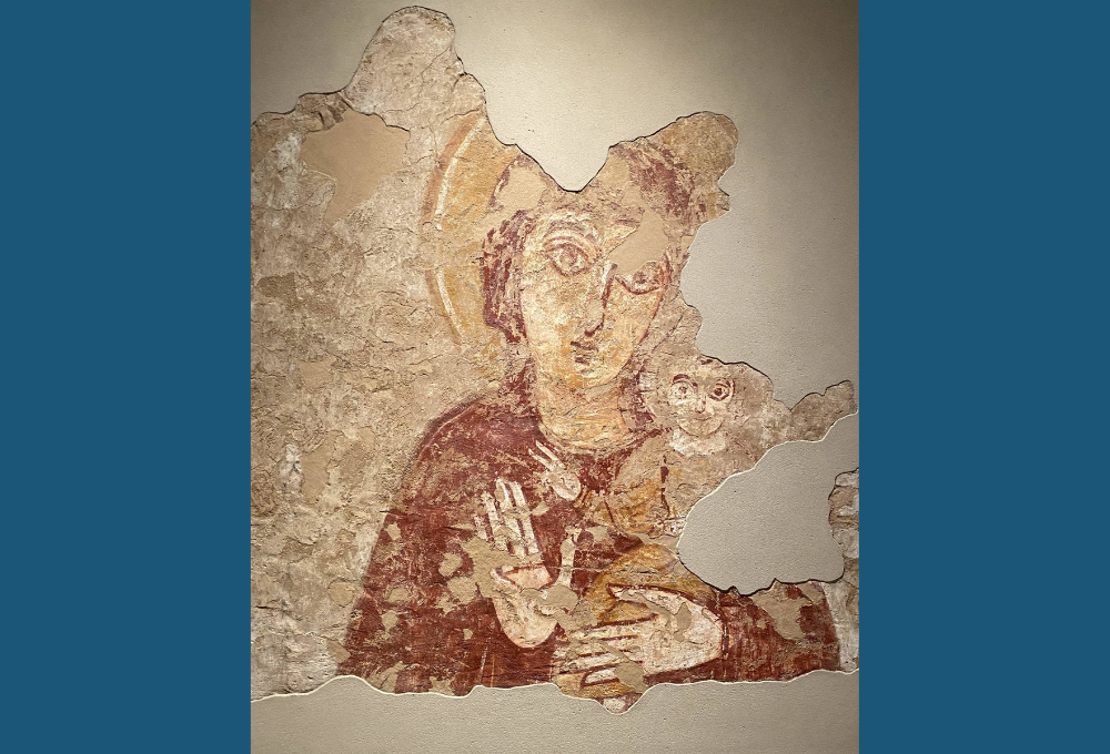 This eighth-century Nubian wall painting depicts the Virgin Mary and the infant Jesus, modeled on the icon of the Virgin Hodegetria ("She Who Shows the Way"). It is part of the "Africa and Byzantium" exhibition at the Metropolitan Museum of Art through March 3 and at the Cleveland Museum of Art April 14-July 21. (Michael Centore)