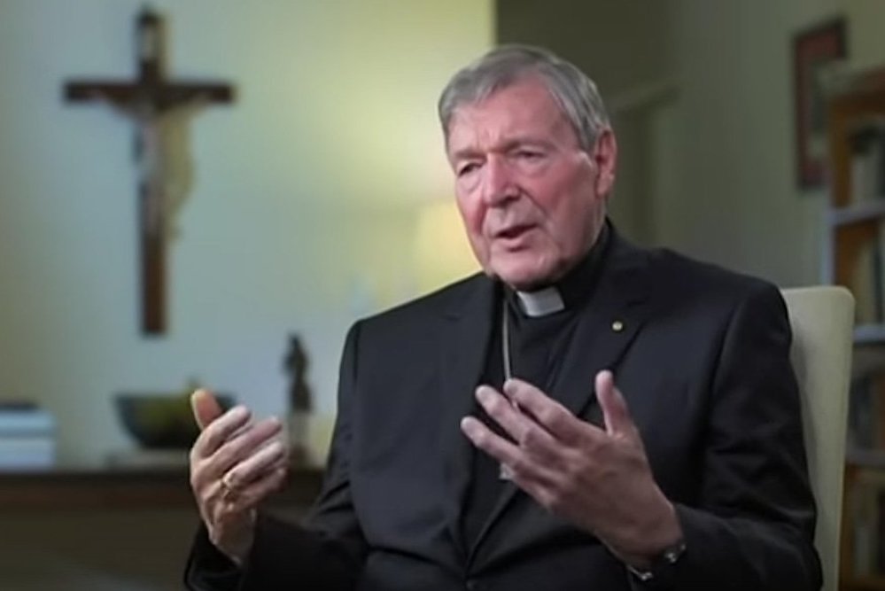 Cardinal George Pell is pictured during an interview that aired April 14 on Sky News Australia. (CNS screenshot)