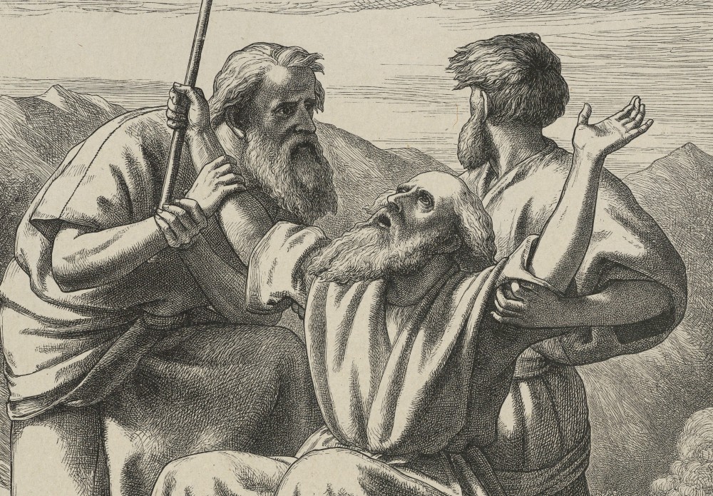 "Moses' Hands Held Up," detail of a 19th-century wood engraving by Frederick Richard Pickersgill (Wikimedia Commons/Metropolitan Museum of Art)