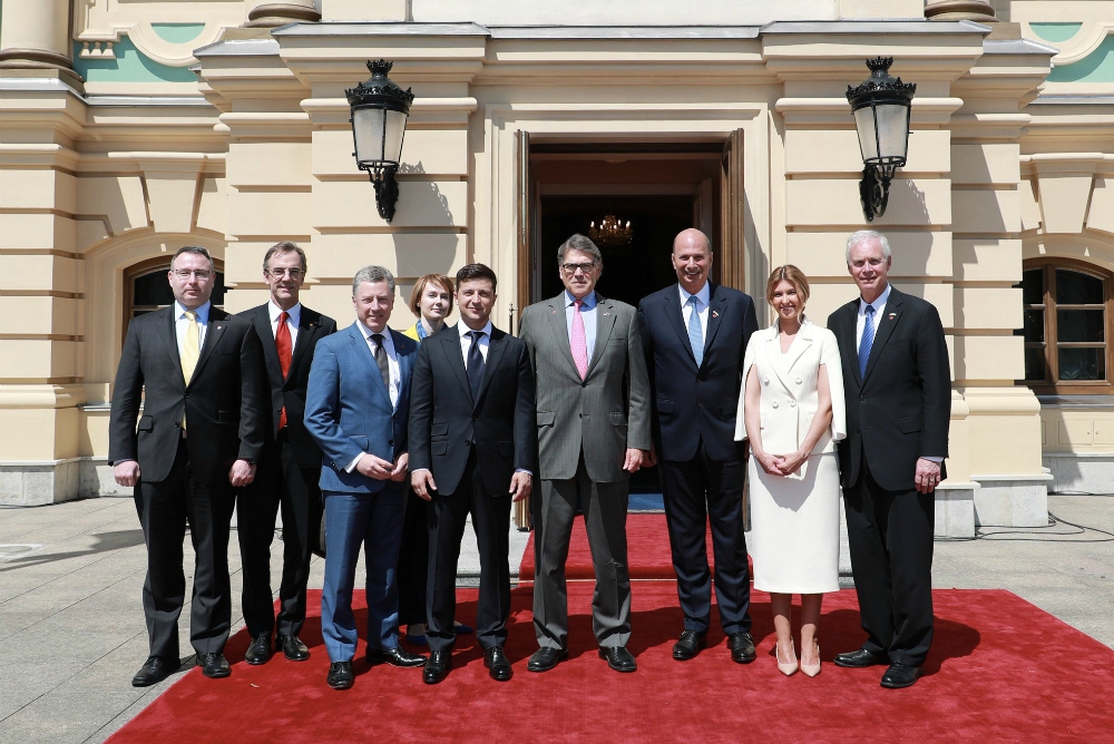 The inauguration of Ukrainian President Volodymyr Zelensky in May, with the American delegation (U.S. Government/Rick Perry)