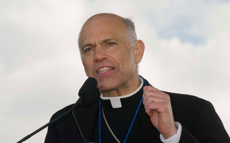 Archbishop Salvatore Cordileone of San Francisco addresses the crowd during the March for Marriage rally in Washington March 26, 2013. (CNS/Matthew Barrick)