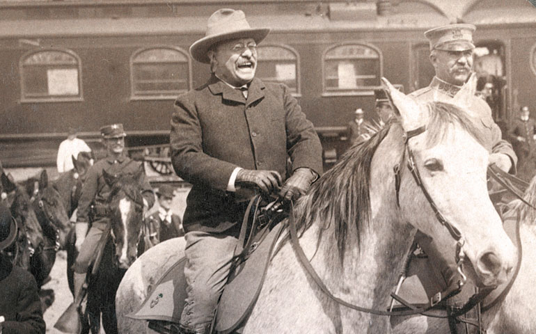 President Teddy Roosevelt enters Yellowstone Park in Wyoming in 1902. (Newscom/Everett Collection)