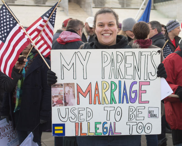 A supporter of marriage equality demonstrates in front of the U.S. Supreme Court in March 2013. (Dreamstime)