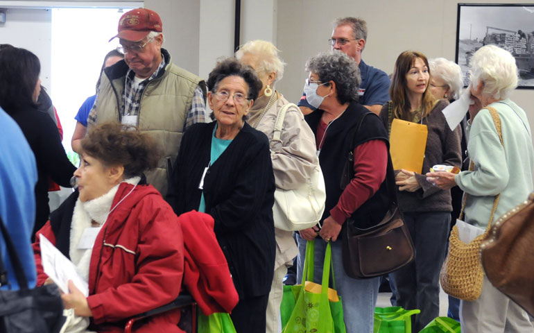 Seniors wait in line for assistance to sign up for food stamps on Nov. 17, 2011, in Modesto, Calif. (Joan Barnett Lee)