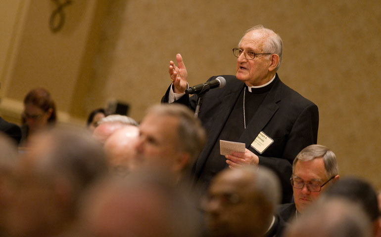 Archbishop Joseph Fiorenza of Galveston-Houston addresses the U.S. bishops during their November 2012 meeting in Washington. (CNS/Nancy Phelan Wiechec)