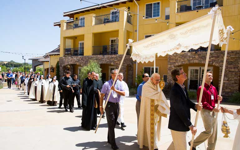 Cardinal James Harvey leads a eucharistic procession July 24 during the Napa Institute in Napa Valley, Calif. (Photos courtesy of the Napa Institute/Neezar Samara)