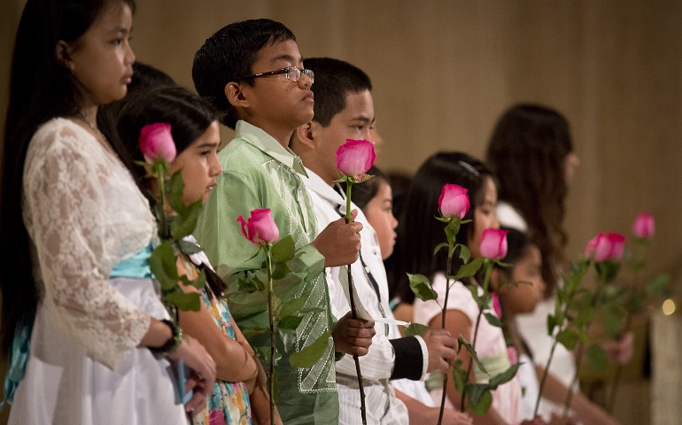 Filipino children participate in the annual National Filipino Pilgrimage at the Basilica of the National Shrine of the Immaculate Conception in Washington June 28, 2014. (CNS photo/Tyler Orsburn)