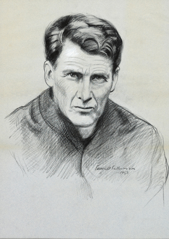 Jesuit Father John Sullivan is seen in this drawing by Irish portrait artist Sean O'Sullivan. (CNS/Irish Jesuit Communications) 