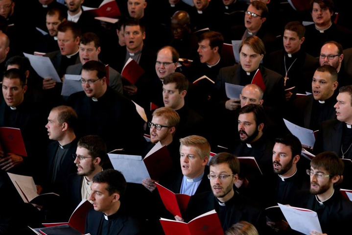 Candidates for the Office of the Holy Ministry sing during a church service that is part of graduation ceremonies at Concordia Seminary on May 20, 2016. (David Carson/St. Louis Post-Dispatch)