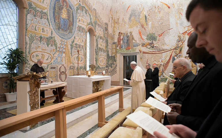 Pope Francis attends an Advent reflection at the Vatican Dec. 2. (CNS) You can reflect on Advent scriptures with Celebration, NCR's sister publication, here: celebrationpublications.org/dailybread