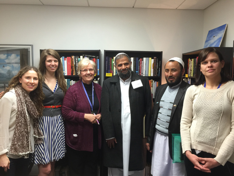 Interfaith Voices staff with Muslim clerics from Afghanistan. (Naseer Ahmed, board member of Interfaith Voices)