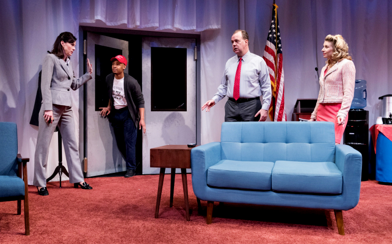 From left: Christa Scott-Reed, Jonathan Louis Dent, Rob Nagle and Nadia Bowers in "Church and State" at New World Stages in New York (Russ Rowland)