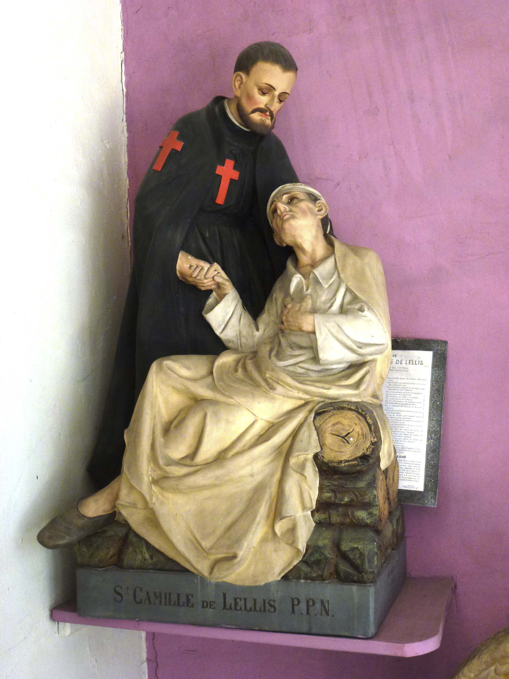 A statue of St. Camillus de Lellis in a French church (Wikimedia Commons)