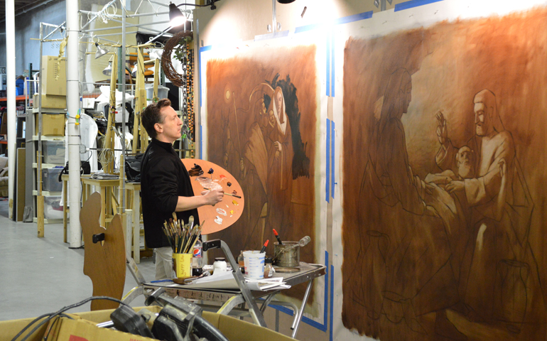 Neilson Carlin works in his studio in April