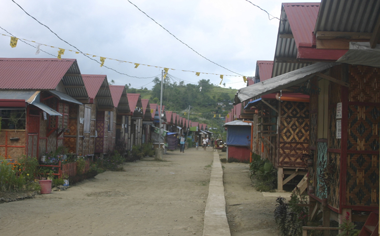 Houses in Utap, the transitional relocation site where Josefa Alvero lives with her family. (Joanna Gardner)