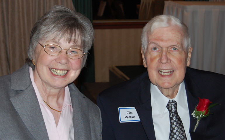 Joan and Jim Wilbur at the celebration for the 40th anniversary of WEORC in October 2010 (Roger O'Brien)