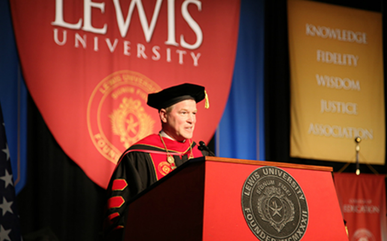  Lewis University inaugurated David Livingston as its 10th president following Mass on April 7. (Courtesy of Lewis University)