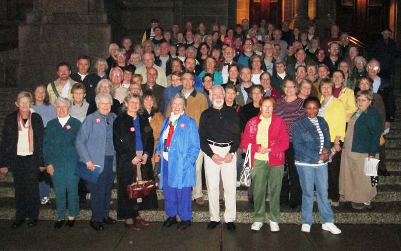 Minnesota Catholics who support marriage equality and have been working against a November referendum to define marriage as solely between a man and a woman, have been meeting on Tuesday evenings to pray in the St. Paul Cathedral. Oct. 23 marked the sixth month of their gatherings and the crowd that night number about 150. They pray the rosary in silence because the cathedral rector told them they couldn’t pray out loud. Some Catholics, including the bishops of Minnesota, favor passage of the proposed am