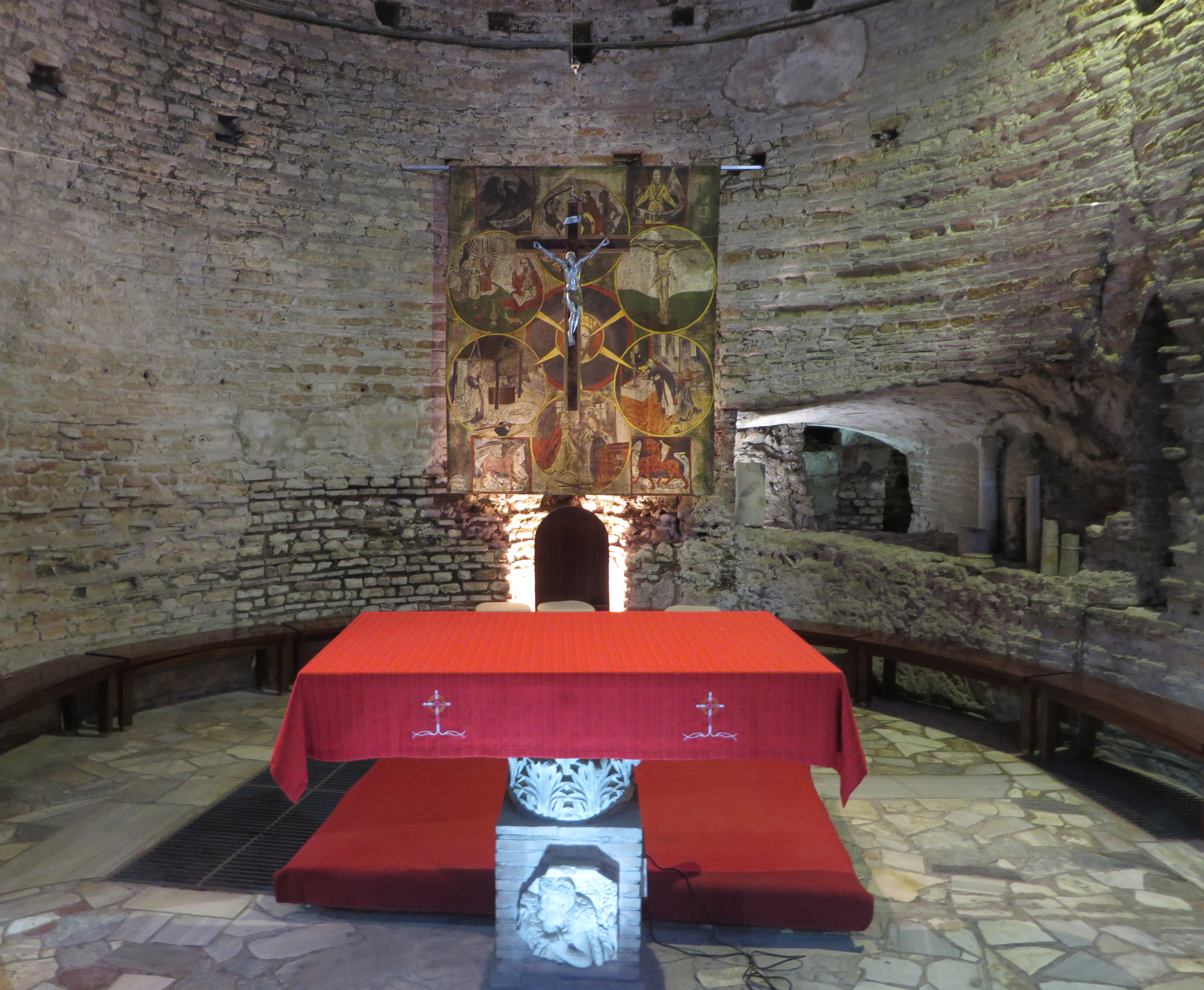 Basilica of Sts. Nereus and Achilleus, an underground altar where the Catacombs Pact was signed at a Mass on Nov. 16, 1965. (Religion News Service photo by Grant Gallicho)