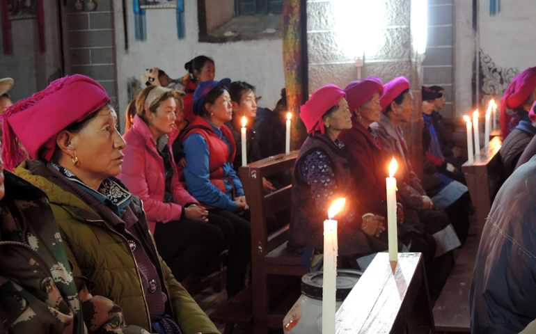 Easter vigil is celebrated at Cizhong Catholic Church in Yunnan, China, April 4. (Catholics & Cultures/Thomas M. Landy)