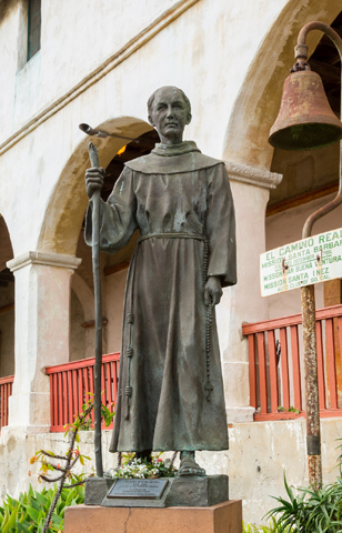 A statue of Fr. Junípero Serra is seen at Mission Santa Barbara in California. (Dreamstime)