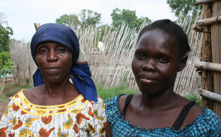 Constance Langoya, 50, left, and Agnes Aliardo, 37, are neighbors in the High Jerusalem neighborhood of Juba, South Sudan. (Global Sisters Report/Chris Herlinger) 