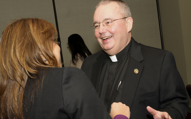 Bishop-designate David Talley receives congratulations following a press conference Thursday at the offices of the Archdiocese of Atlanta in Smyrma, Ga. (CNS/Georgia Bulletin/Michael Alexander)