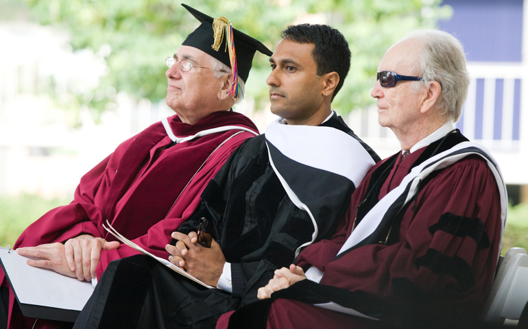 Dr. Eboo Patel, center, at the commencement ceremony for Claremont Lincoln University