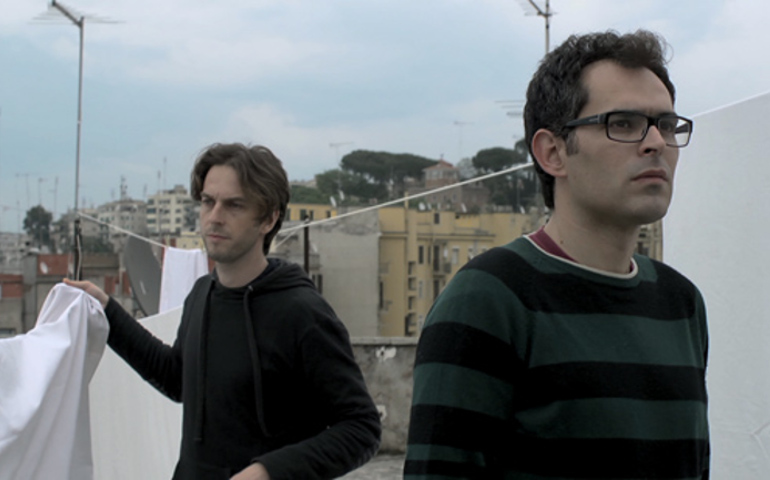 Filmmakers Gustav Hofer and Luca Ragazzi. Still from their documentary 'Italy: Love It, or Leave It.'