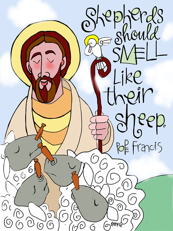 Catholic artist Br. Mickey McGrath’s latest book, “Dear Young People,” was inspired by the quotes of Pope Francis, such as “Shepherds should smell like their sheep.” Photo courtesy of Michael O’Neill McGrath.