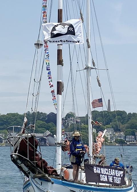 The Golden Rule returns from a sail on the Thames River in New London, Connecticut, on June 9. (Michael Centore)