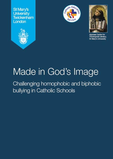 The cover of the booklet "Made in God's Image: Challenging Homophobic and Biphobic Bullying in Catholic Schools"