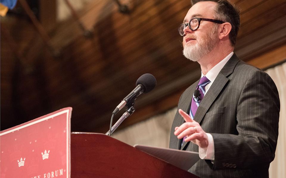 Author Rod Dreher speaks March 15, 2017, at the National Press Club. (CNS/The Trinity Forum)