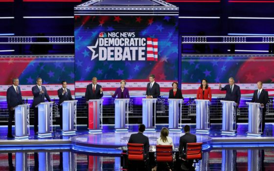 Candidates are seen during the first official Democratic 2020 presidential primary debate in Miami June 26. (CNS/Reuters/Mike Segar)