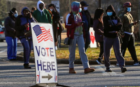 Voters in Marietta, Georgia, line up to cast their ballots in the U.S. Senate runoff election Jan. 5, 2021. (CNS/Reuters/Mike Segar)