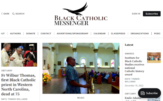 A screenshot of the Black Catholic Messenger's website. (NCR screenshot)
