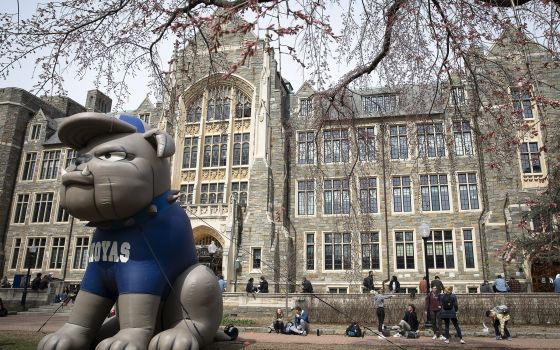 Students are seen on the campus of Georgetown University in Washington March 20, 2019. (CNS photo/Tyler Orsburn)