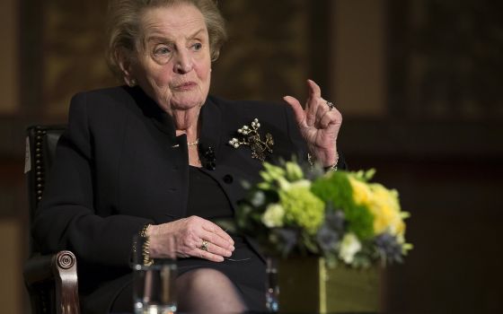 Former U.S. Secretary of State Madeleine Albright answers questions from Georgetown University students in Washington April 7, 2016. (CNS photo/Tyler Orsburn)