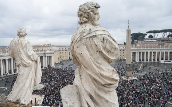  A crowd gathers in St. Peter's Square at the Vatican Jan. 15, 2023, for the midday recitation of the Angelus led by Pope Francis. (CNS photo/Vatican Media)