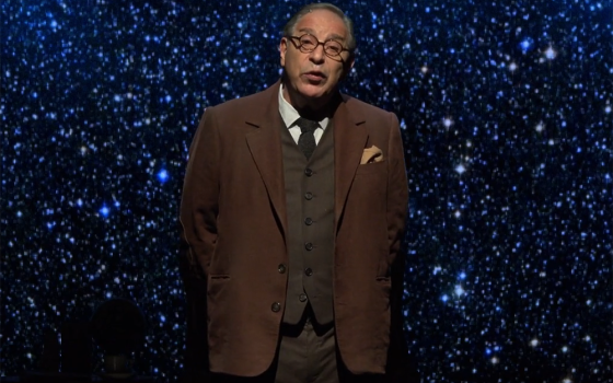 Actor Max McLean appears as C.S. Lewis in "C. S. Lewis on Stage: Further Up & Further In," a one-man play written and performed by McLean. (NCR screenshot/Fpatheatre.com)