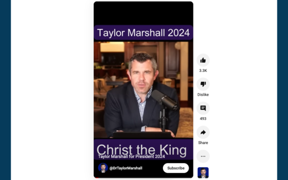 Taylor Marshall is pictured in a video announcing his candidacy for the presidency. (NCR screenshot/YouTube)