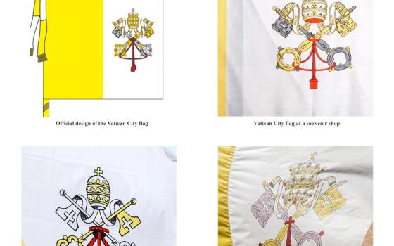 A graphic says "spot the differences" and shows four different Vatican City flags