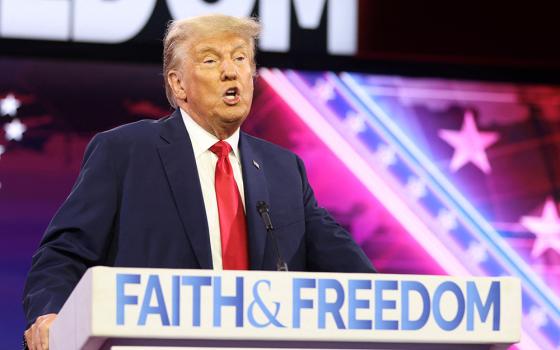 Former U.S. President Donald Trump, a Republican presidential candidate, speaks June 24 at the Faith and Freedom Coalition's "Road to Majority" conference in Washington. (OSV News/Reuters/Elizabeth Frantz)